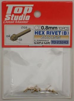 tops-td23243 HEX RIVET(B) 0.8mm 10PCS DETAIL-UP PARTS(BRASS)