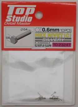 tops-td23247 HEX RIVET(C) 0.6mm 10PCS DETAIL-UP PARTS(SILVERY)