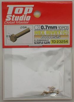 tops-td23254 HEX RIVET(C) 0.7mm 10PCS DETAIL-UP PARTS (BRASS)