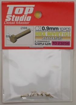 tops-td23256 HEX RIVET(C) 0.9mm 10PCS DETAIL-UP PARTS(BRASS)