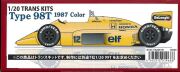 TK2061R  Type 98T 1987Color  1/20scale TRANS KIT (T社1/20対応）