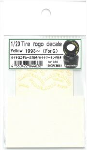 bp1360 1/20 Tire rogo decale  Yellow 1993～　  (For.G）