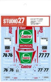 DC1184  1/24 Civic"Castrol" #76/#77 National Saloon car cup 1993 (H社1/24対応）