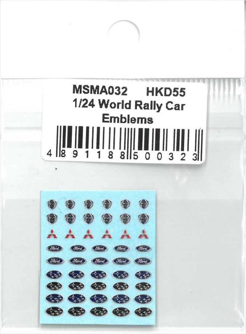 MSMA032  1/24 Rally car emblems (Lancia, Mitsubishi, Ford, Subaru)