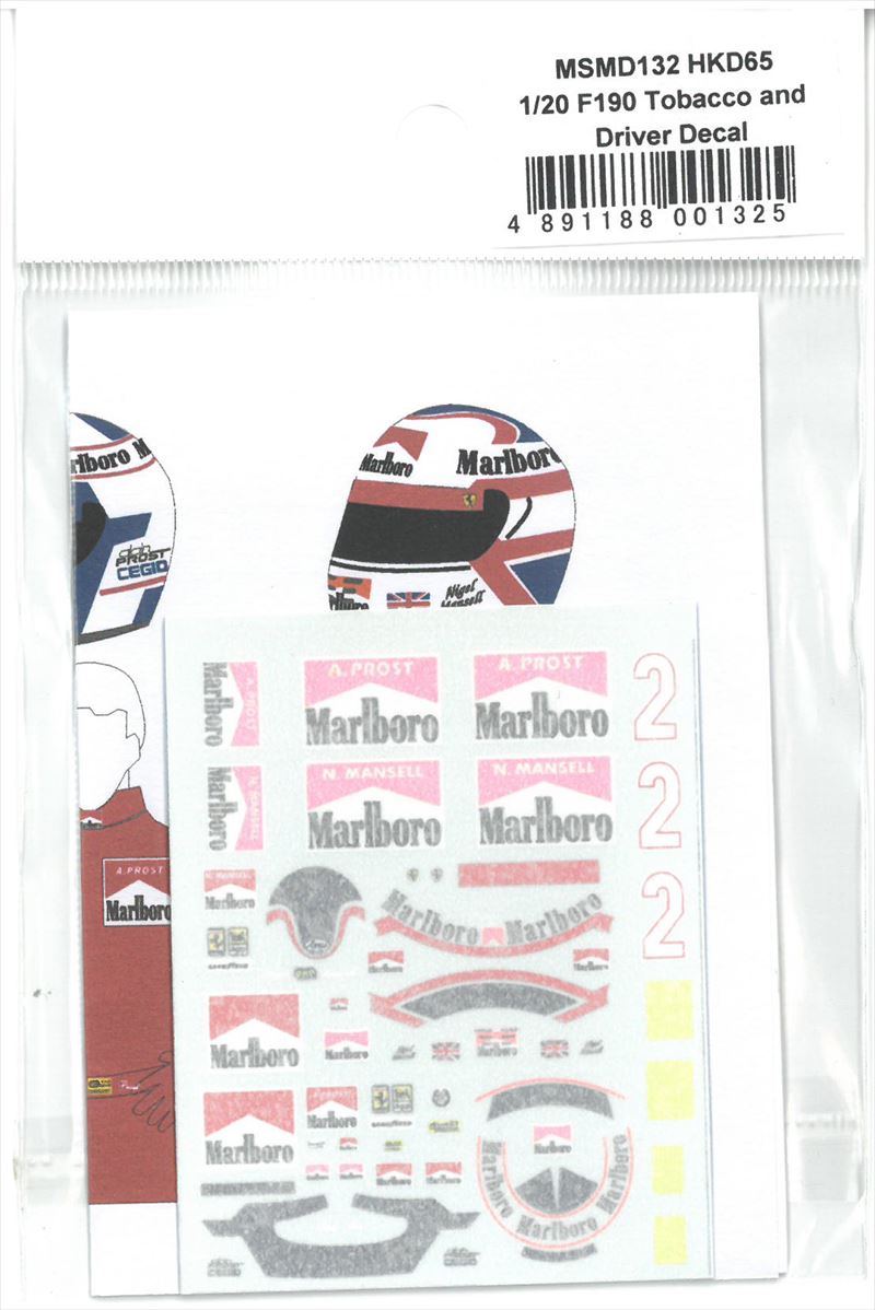 msmd132 1/20 Ferrari F190 Tobacco & Helmets decal (Prost & Mansell) (MSMcreation)