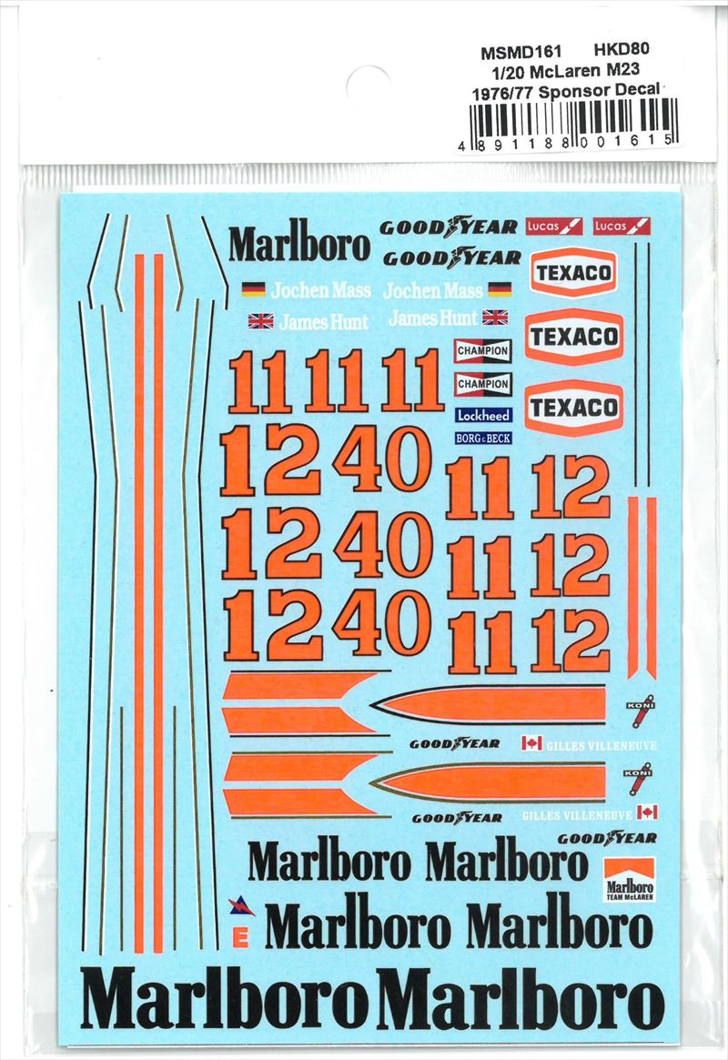 msmd161  1/20 McLaren M23 1976/77 Sponsor Decal (MSMcreation)