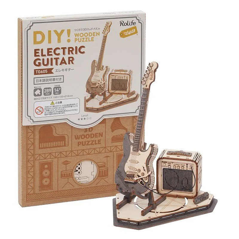 エレキギター 楽器シリーズ 【TG605】 組立キット  日本語説明書付 インテリア 3D ウッドパズル【つくるんです】