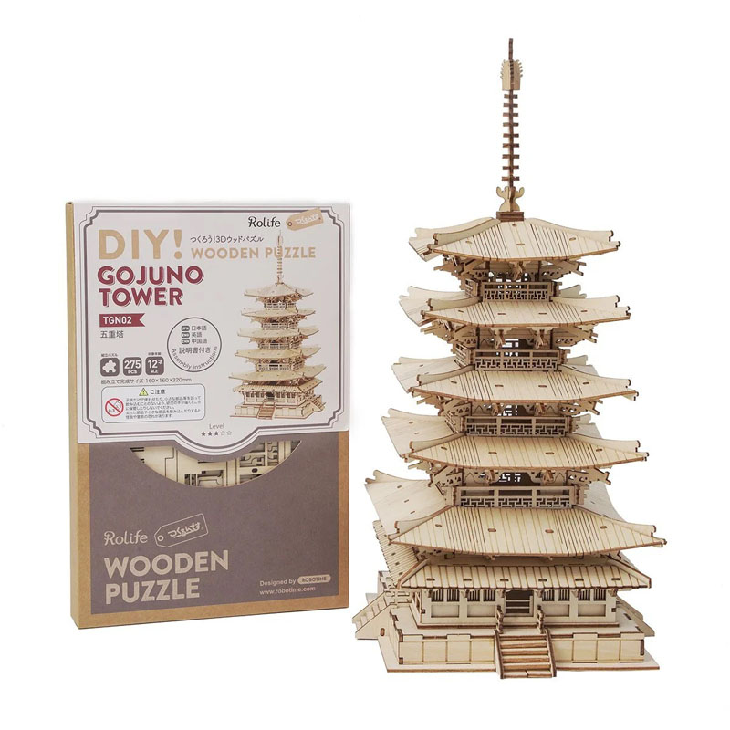 五重塔 日本の建築【TGN02】 組立キット 日本語説明書付 インテリア 3D ウッドパズル【つくるんです】