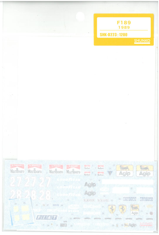shk-d223   1/20 フェラーリ F189 1989(T社「フェラーリF189前期型 後期型」対応)