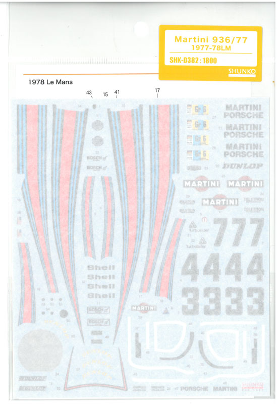 shk-d382　1/24 マルティニ936/77 1977-78LM(T社「マルティーニ ポルシェ936ターボ ルマンタイプ」対応)