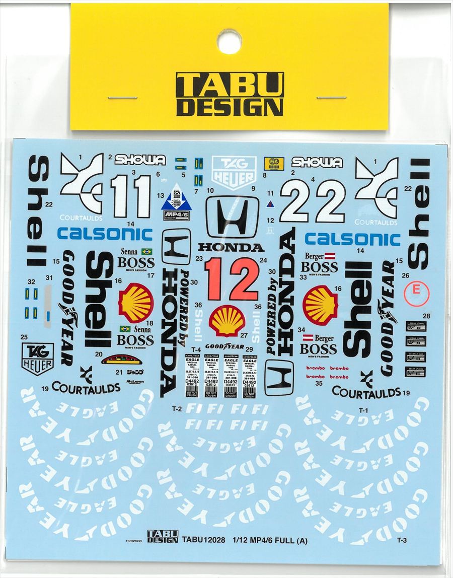 TABU12028B　1/12 MP4/6　Fullsponsor　 (T社1/12）