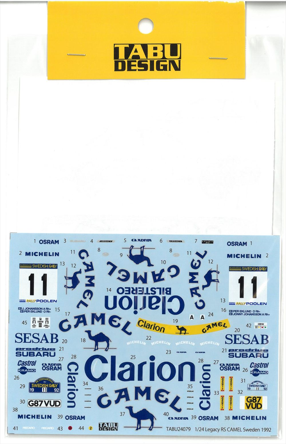 TABU24079 1/24  Legacy RS #11 Sweden 1992 (H社 1/24 Subaru RS対応）