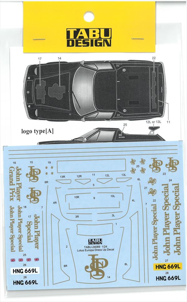 TABU24089 1/24 Lotus Europa DressUp Decal　(T社1/24対応）