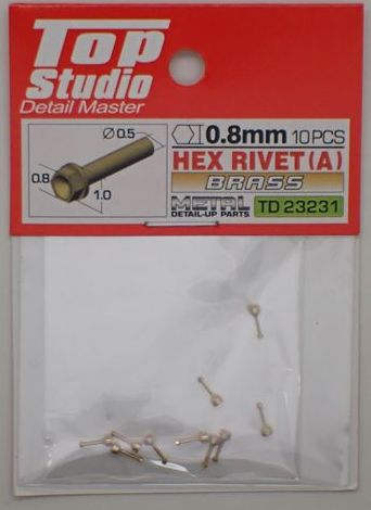 tops-td23231 HEX RIVET(A)0.8mm 10PCS DETAIL-UP PARTS(BRASS)