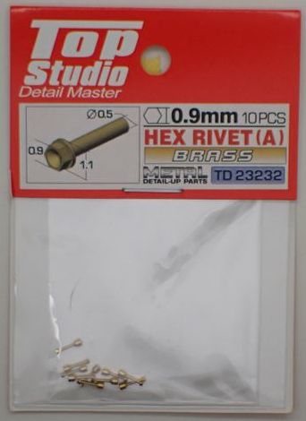 tops-td23232 HEX RIVET(A)0.9mm 10PCS DETAIL-UP PARTS(BRASS)
