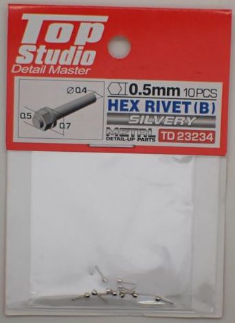 tops-td23234 HEX RIVET(B)0.5mm 10PCS DETAIL-UP PARTS(SILVERY)