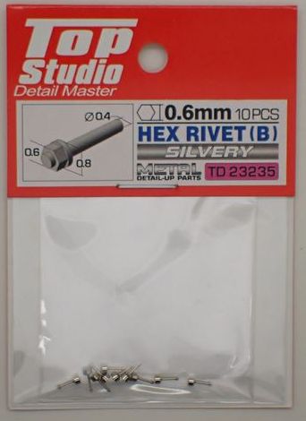 tops-td23235 HEX RIVET(B)0.6mm 10PCS DETAIL-UP PARTS(SILVERY)