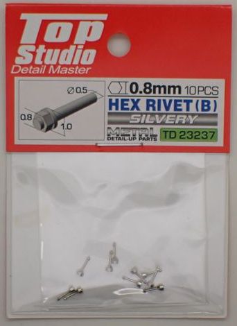 tops-td23237 HEX RIVET(B)0.8mm 10PCS DETAIL-UP PARTS(SILVERY)
