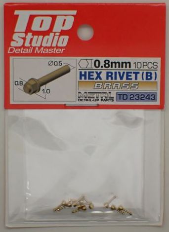 tops-td23243 HEX RIVET(B) 0.8mm 10PCS DETAIL-UP PARTS(BRASS)