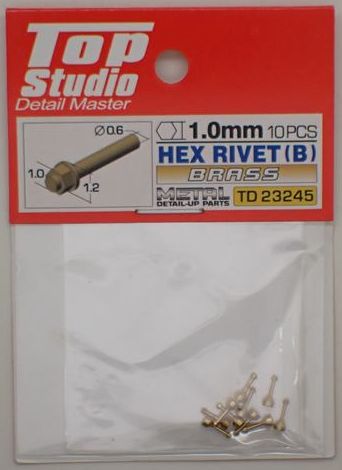 tops-td23245 HEX RIVET(B) 1.0mm 10PCS DETAIL-UP PARTS(BRASS)