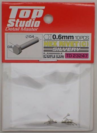 tops-td23247 HEX RIVET(C) 0.6mm 10PCS DETAIL-UP PARTS(SILVERY)