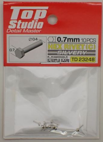 tops-td23248 HEX RIVET(C) 0.7mm 10PCS DETAIL-UP PARTS(SILVERY)