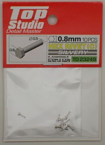 tops-td23249 HEX RIVET(C) 0.8mm 10PCS DETAIL-UP PARTS(SILVERY)