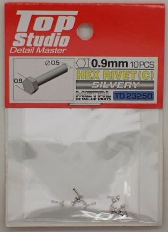 tops-td23250 HEX RIVET(C) 0.9mm 10PCS DETAIL-UP PARTS(SILVERY)
