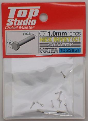 tops-td23251 HEX RIVET(C) 1.0mm 10PCS DETAIL-UP PARTS(SILVERY)