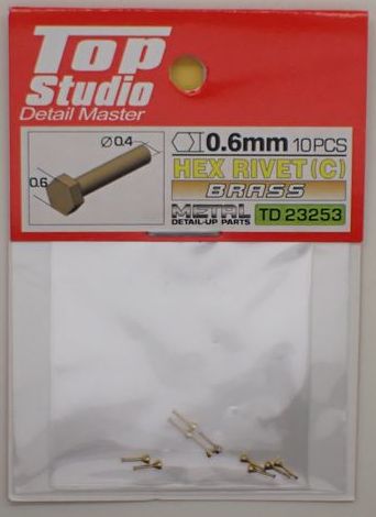 tops-td23253 HEX RIVET(C) 0.6mm 10PCS DETAIL-UP PARTS(BRASS)