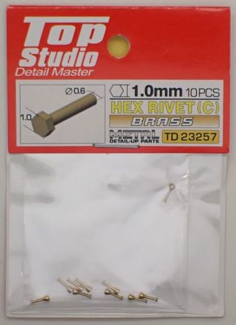 tops-td23257 HEX RIVET(C) 1.0mm 10PCS DETAIL-UP PARTS(BRASS)