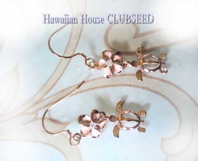 Hawaii ハワイアンジュエリー ゴールド 14K ホヌ プルメリア ピアス ハワイアンジュエリー ピアス ホヌプルメリア ゴールド