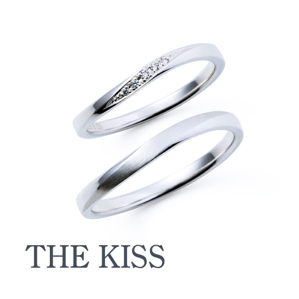 【結婚指輪】THE KISS BRIDAL JEWELRY/ウェーブ（ペア）7014500121ー122/SV925/Dia0.03ct　＊2点セット