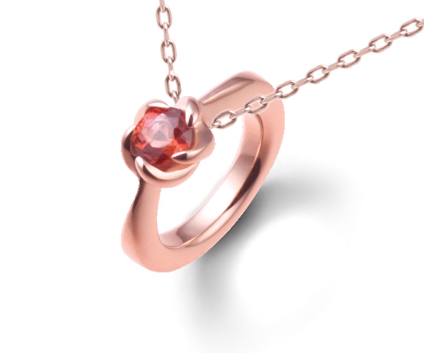 ベビーリングピンクゴールドガーネットペンダント