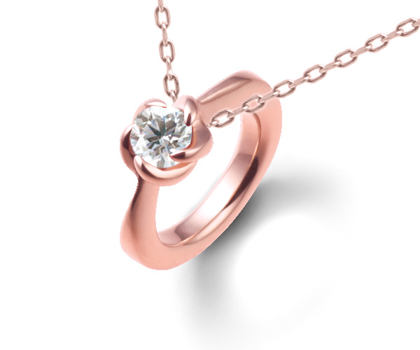 ベビーリングピンクゴールドダイヤモンドペンダント