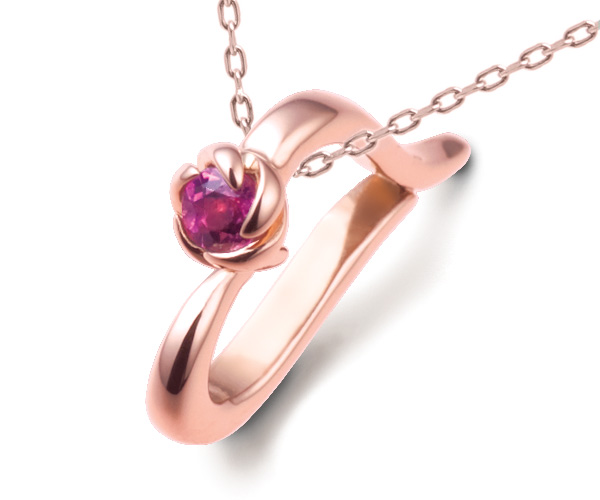 ベビーリングピンクゴールドルビーペンダント