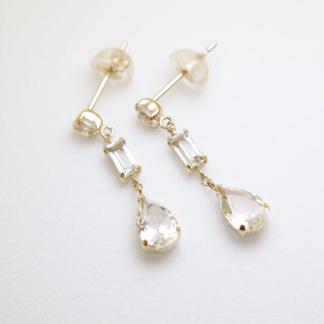 ピンキー ダイアン ピアス Whit Drop ホワイトドロップ Fprpd305 ホワイトトパーズ K10yg