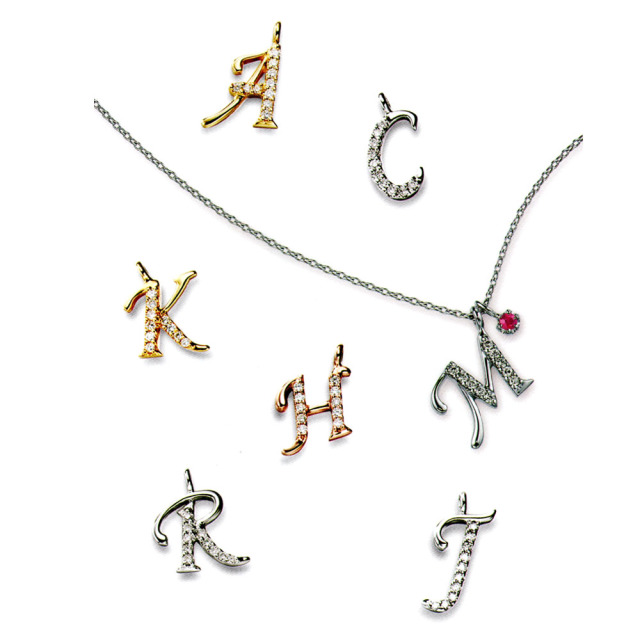 ネックレス】スイートテンダイヤモンド/選べるイニシャルペンダント