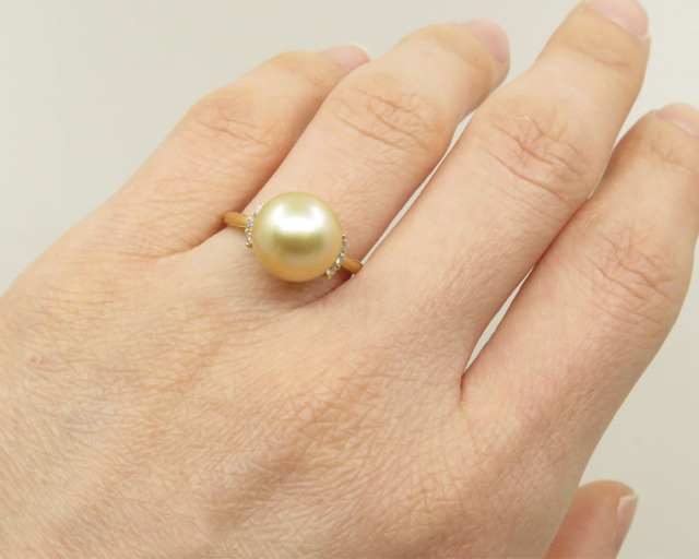 リング】COCCOセレクトジュエリー/ダイヤ付き南洋ゴールデンパール