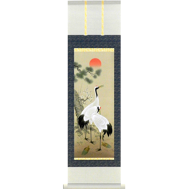 A9753 かる！Jiku 松竹梅鶴亀 ミニ掛け軸