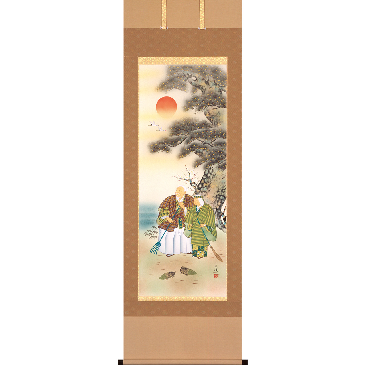 掛軸 (掛け軸) 夏用 紫陽花山水 佐藤眉山 尺五立 約横54.5×縦