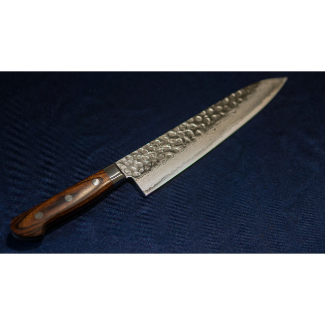 和包丁(堺刃物) 牛刀槌目ダマスカス7寸(210mm)V金使用特級品