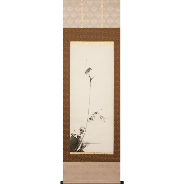 A8002 枯木鳴鵙  尺五立 作者 宮本武蔵