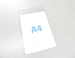A4 特大サイズUVカット透明PP袋（透明封筒）【235x340+40mm】厚さ40ミクロン　テープ付き