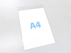 A4 小サイズUVカット透明PP袋（透明封筒）【220x315+35mm】厚さ40ミクロン　テープ付き