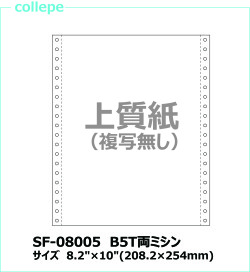 連続伝票用紙 白紙B5T両ミシン【SF-08005】2000枚