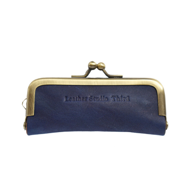 送料無料 カシェ 濃藍 海 印鑑ケース ハンコケース レザー 本革 藍染め 手染め 革 藍色 ギフト お祝い ビジネス