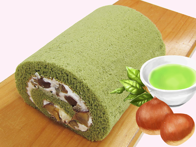 宇治抹茶使用栗・抹茶ロールケーキ