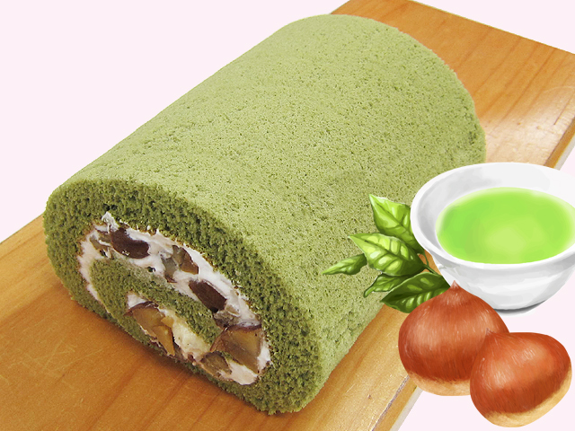 宇治抹茶使用栗・抹茶ロールケーキ