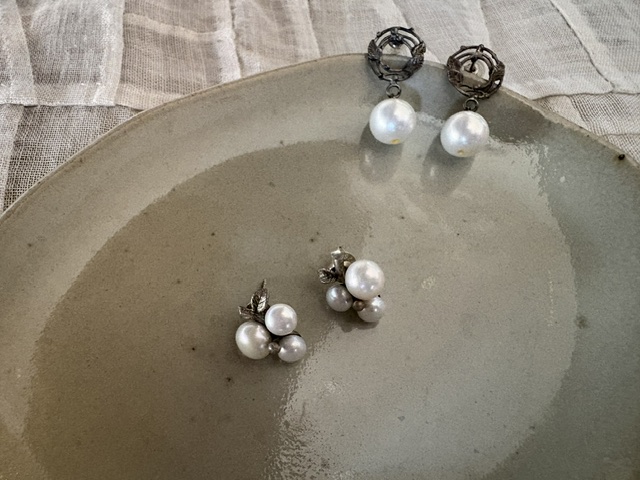 パール×silver ピアス＊2type （P55）